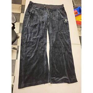 Dereon Velour Pants Womens 3X Black Lounge Casual Drawstring Trousers Plus